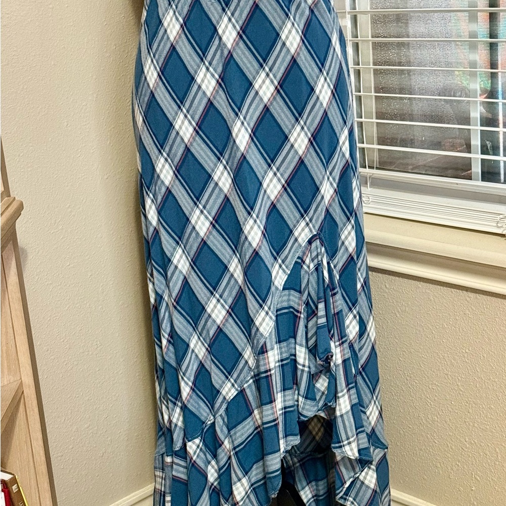 Chelsea & Violet Blue Plaid Women's Midi Skirt